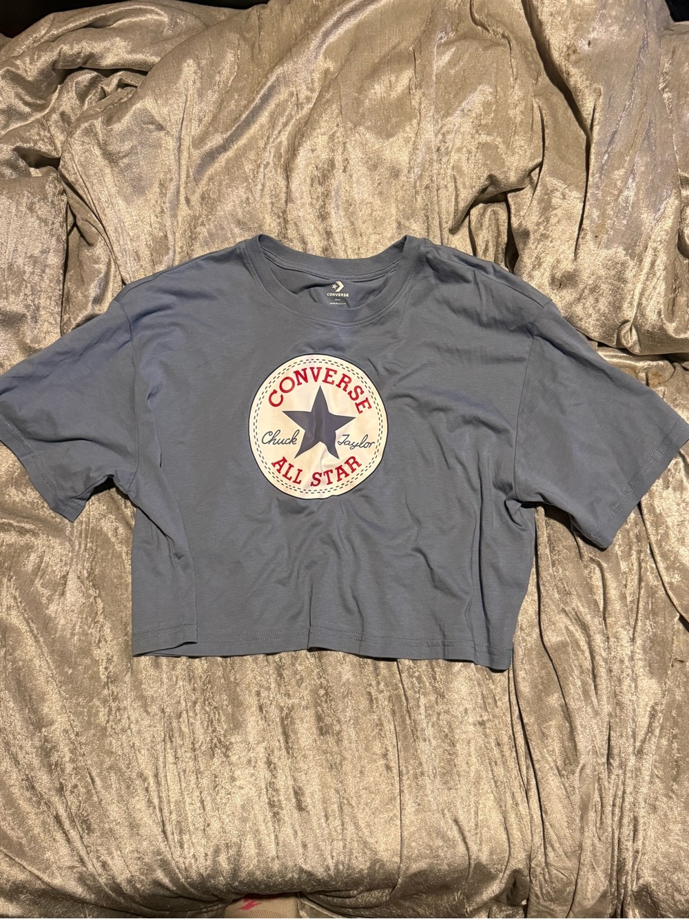 Converse Blue Cropped All Star Logo Tee